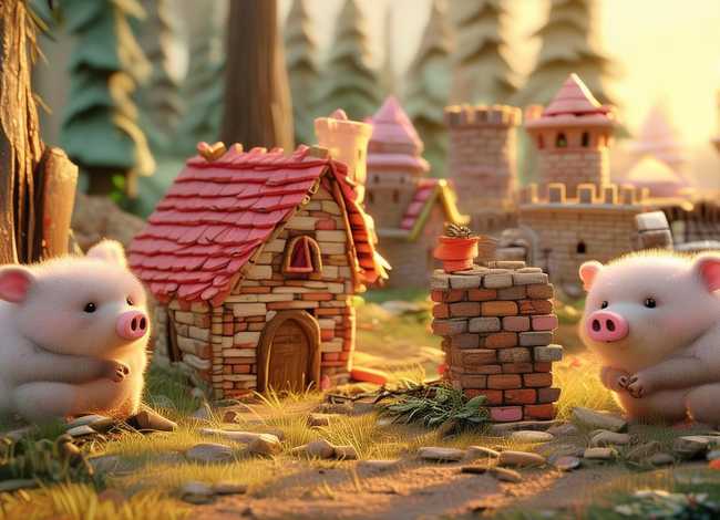 睡前小故事儿童版三只小猪盖房子 - 三只小猪的故事盖房子 睡前故事