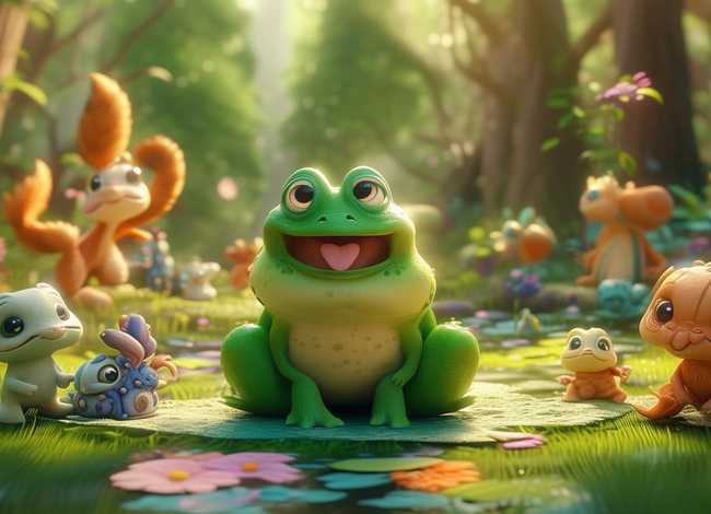 青蛙和小蛙的故事儿童画 - 青蛙和其它小动物的故事 青蛙和小蛙的故事儿童画 - 青蛙和其它小动物的故事