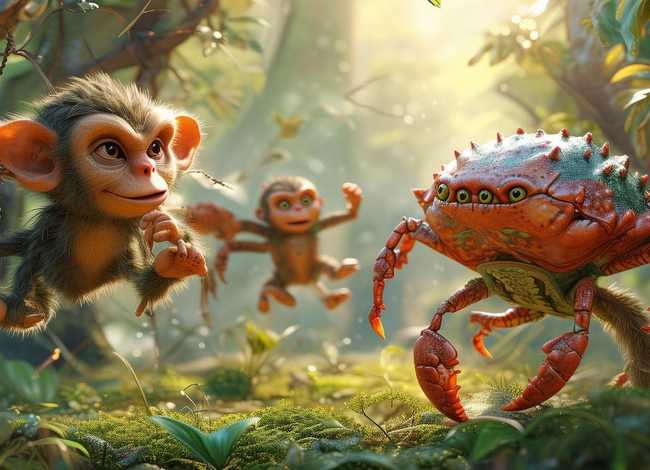 儿童故事蟹猴大战 猴子大战螃蟹故事 儿童故事蟹猴大战 猴子大战螃蟹故事