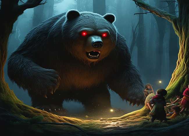 可怕的妖怪熊儿童故事内容 - 可怕的大妖怪绘本故事内容