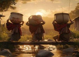 儿童睡前故事三个和尚挑水的故事，睡前小故事三个和尚挑水的故事