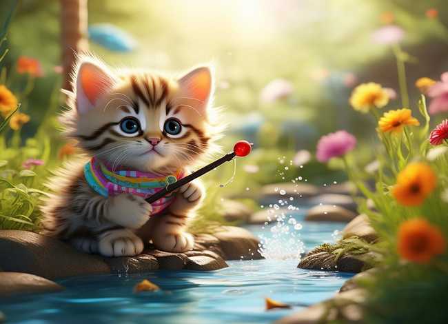 儿童简单的故事小猫钓鱼；幼儿简短故事小猫钓鱼