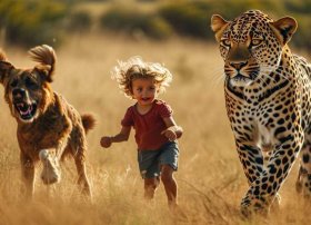 豹子和儿童的故事，豹子和狗儿的故事