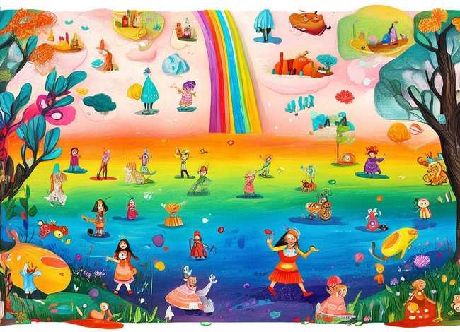 七彩儿童故事大全；七彩儿童画简单的大全