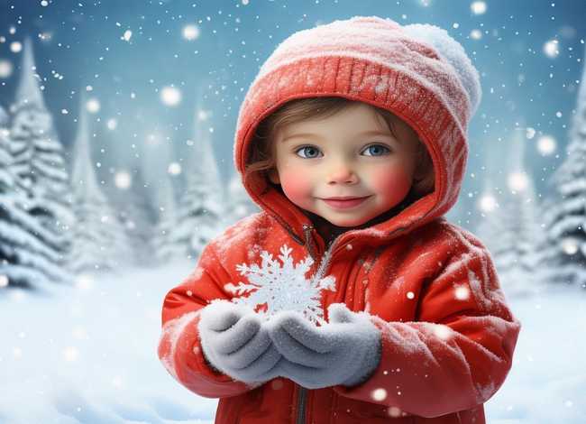 雪花儿童故事插图 雪花儿童插画