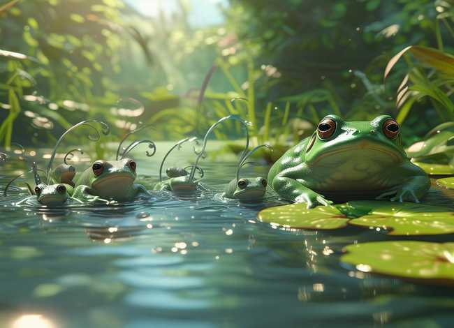 儿童故事小蝌蚪找妈妈情景简笔画 - 小蝌蚪找妈妈故事情节简笔画