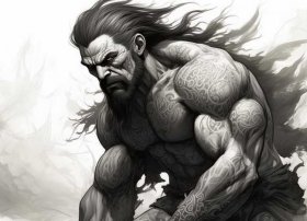 刑天的故事简笔画；刑天的故事简笔画图片