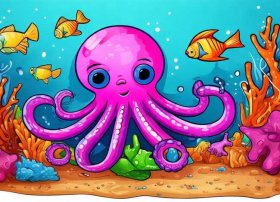 章鱼儿童画 章鱼儿童画图片大全带颜色