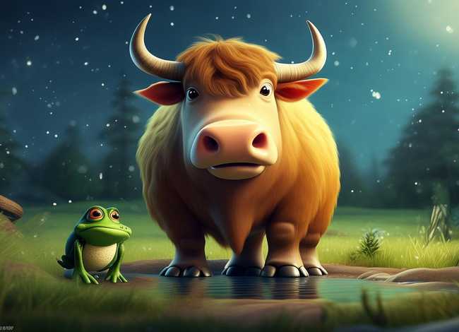 公牛和青蛙儿童故事 儿童睡前故事公牛和青蛙