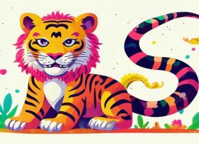 成语故事简笔画儿童画虎头蛇尾、成语故事简笔画彩色