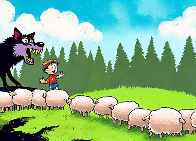 儿童故事的图片大全 狼来了故事儿童版绘本图片