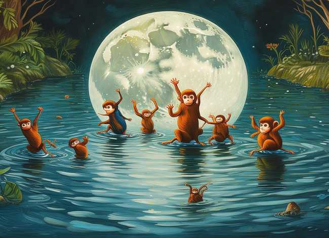 猴子捞月亮的故事幼儿(幼儿绘本猴子捞月亮的故事) 猴子捞月亮的故事幼儿(幼儿绘本猴子捞月亮的故事)