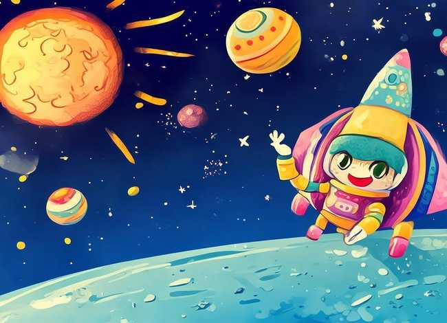 太空儿童画简笔画 - 儿童简单太空画简笔画