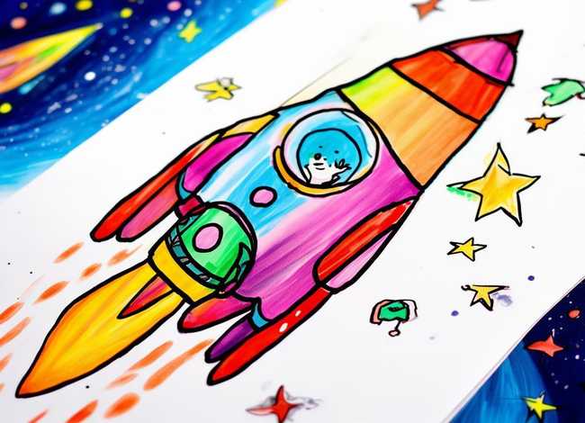 太空火箭的儿童故事 - 儿童画太空火箭简笔画