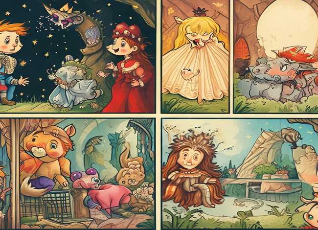 英语童话故事六格漫画、英语漫画故事六格漫画