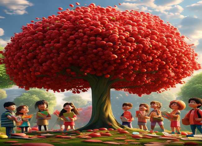 儿童故事红花果树、红果树下绘本故事