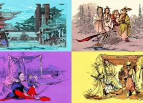 四大名著插画简笔画，四大名著插画简笔画图片