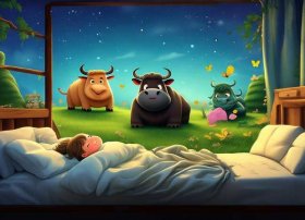 儿童睡前故事三头牛的故事 小儿故事睡前故事语音三头公牛