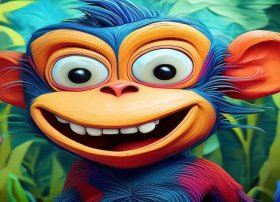 怪脸猴的儿童故事、儿童画怪脸