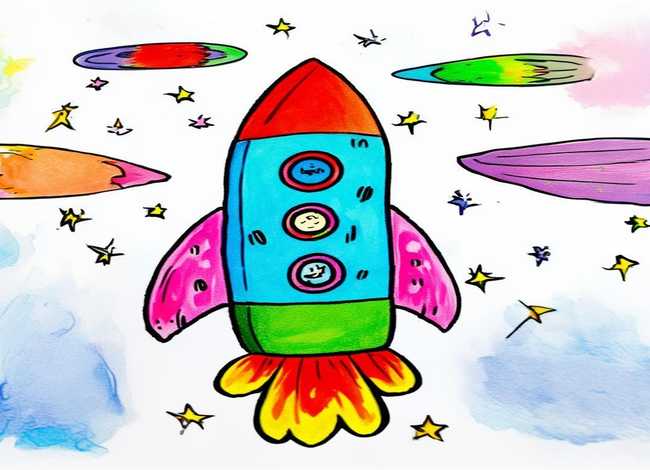 太空火箭的儿童故事 - 儿童画太空火箭简笔画