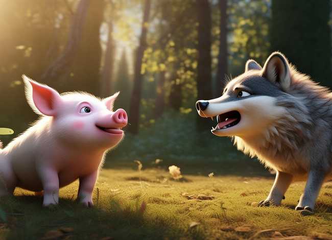儿童故事野猪和狼的故事，小猪和野狼的故事