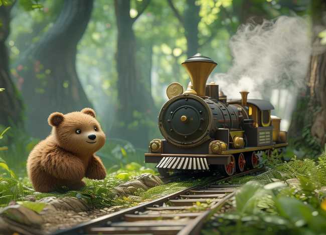 儿童火车故事 小熊找吃的、小熊与小火车的故事