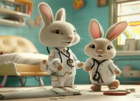 小兔子医生动画片、小兔子医生简笔画图片大全