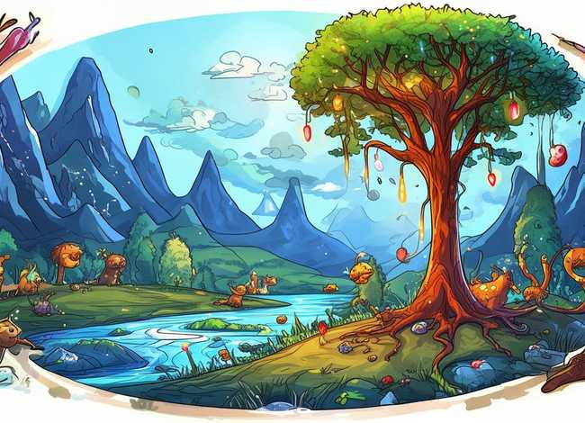 神话故事儿童画绘画作品；神话故事绘画作品简笔画