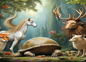 故事 动物、故事 动物 与乌龟