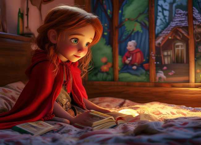 儿童睡前故事书阅读小红帽、小儿睡前故事小红帽