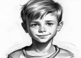 儿童自画像简笔画男孩帅气；儿童自画像简笔画 男孩