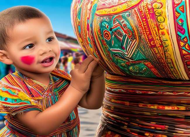 儿童铜鼓矢量图、壮族铜鼓手工绘画图片儿童