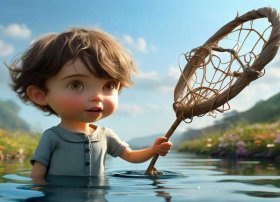 幼儿读本故事 - 幼儿读本故事《撒网》