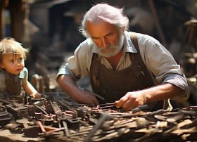 童年老工匠的事例；童年中的老匠人