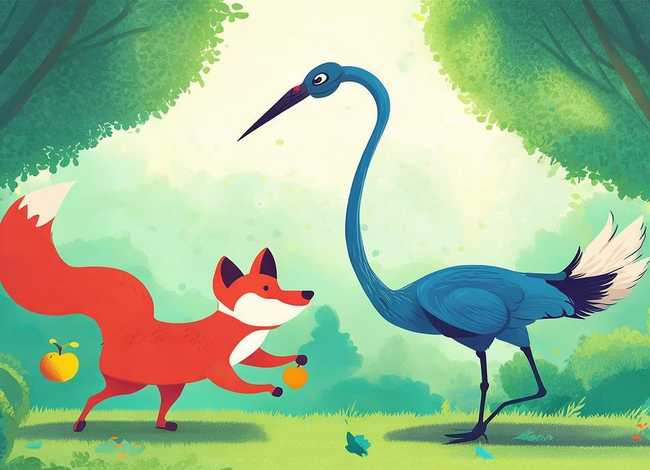 儿童故事狐狸与仙鹤;狐狸与仙鹤故事绘本 儿童故事狐狸与仙鹤;狐狸与仙鹤故事绘本