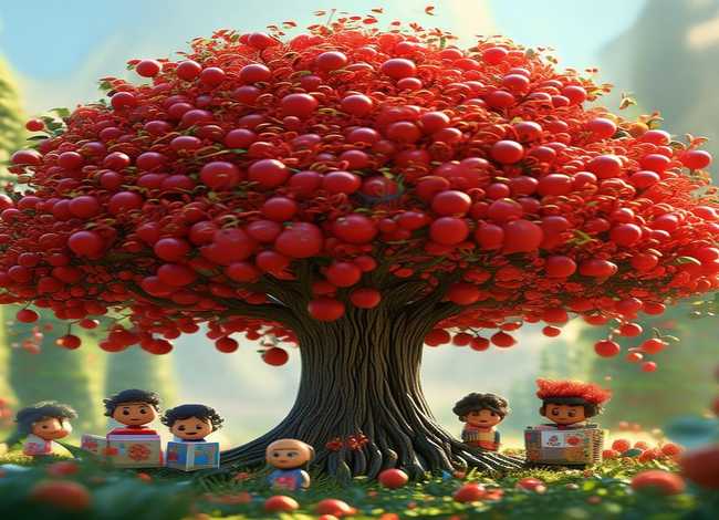 儿童故事红花果树、红果树下绘本故事