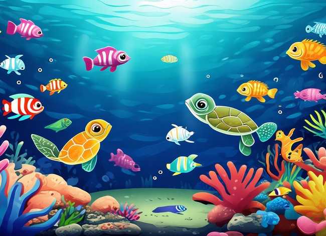 儿童海底世界背景板（海底世界背景墙幼儿园）
