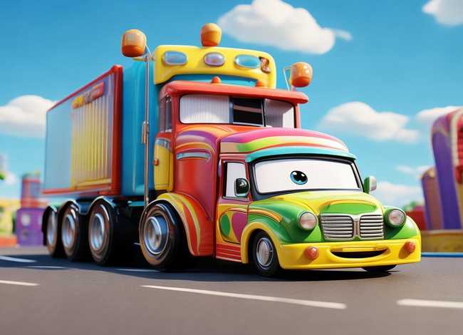 大卡车与小汽车的故事儿童动画 - 幼儿小汽车与大货车的故事