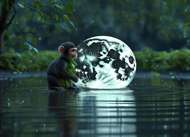 小猴子捞月亮故事完整版，小猴子捞月亮的故事告诉我们什么道理