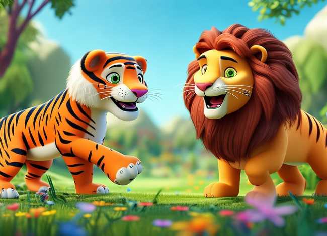 儿童故事动画片老虎和狮子 - 老虎与狮子的故事儿童动画片