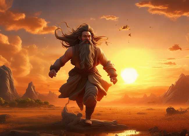 儿童睡前故事书夸父追日 - 老故事绘本-夸父追日书籍