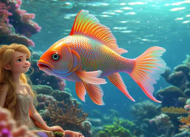 儿童故事金鱼公主、公主和小金鱼的故事