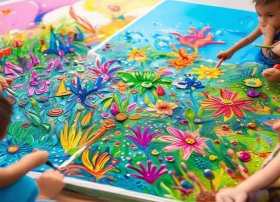 儿童植物花朵描画打印填色、植物花卉儿童创意画