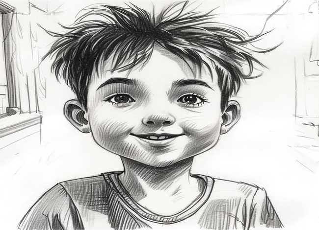 儿童自画像简笔画男孩，3-6岁儿童自画像简笔画男孩