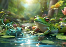 儿童故事小蝌蚪找妈妈情景简笔画 - 小蝌蚪找妈妈故事情节简笔画