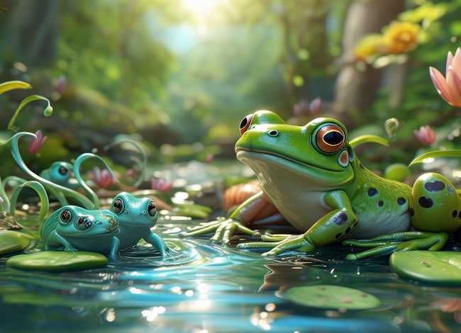 儿童故事小蝌蚪找妈妈情景简笔画 - 小蝌蚪找妈妈故事情节简笔画