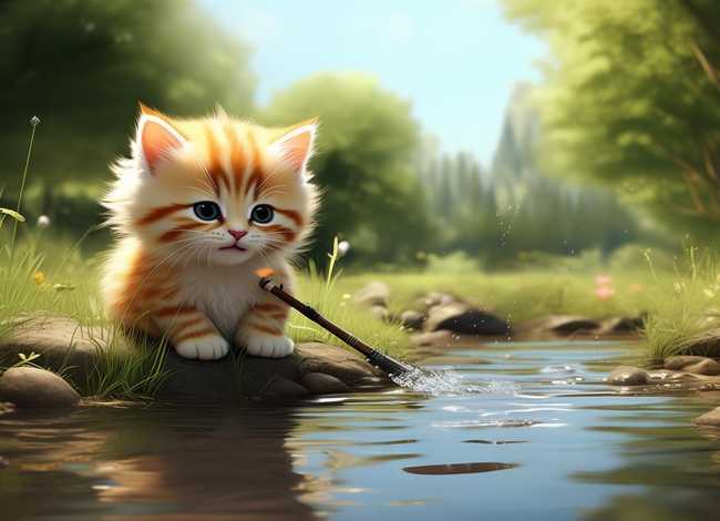 小猫钓鱼故事配图（小猫钓鱼故事配图怎么画）