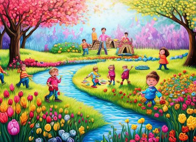 儿童春天的故事绘画作品，春天的故事幼儿绘画