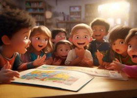 孩子们晨会分享故事；晨会分享一个小故事