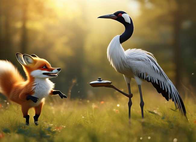 儿童狐狸与鹤故事会 狐狸与鹤寓言故事